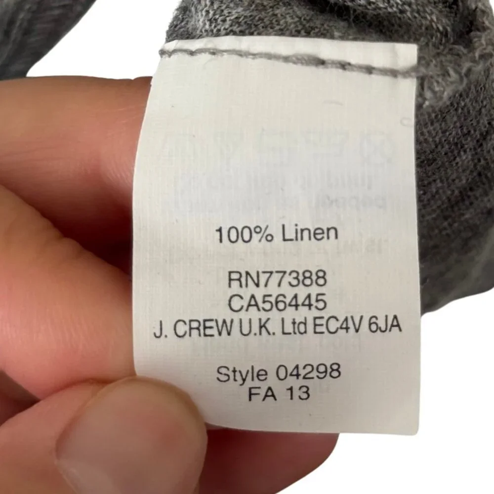 NWOT J Crew 100% Linen Polka Dot 3/4 Sleeve Baseball Tee Shirt Blue/Gray- Medium - Picture 5 of 5